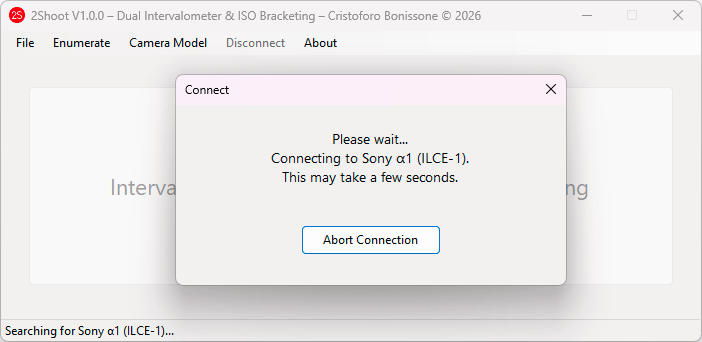 2Shoot connection dialog